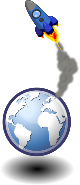 Rocket In The Sky - Rocket To Moon Clipart (256x590), Png Download