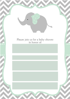 Download Error Message Elephant Baby Shower Invites Aqua Light