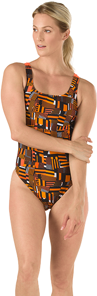 Speedo Youth Trippy Stripe Polyester Drop Back - Swimsuit (600x600), Png Download