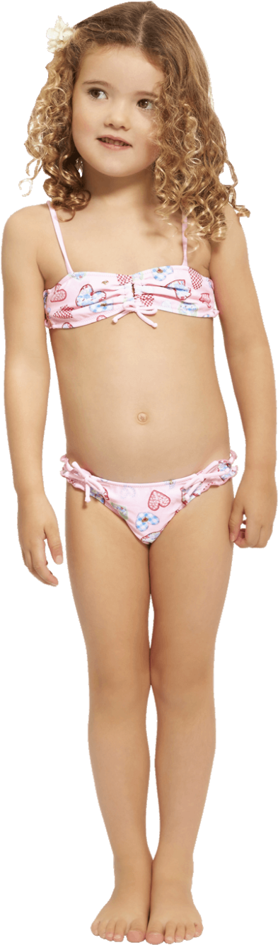 Girls Patchwork Heart Bikini - Girl (1370x1466), Png Download