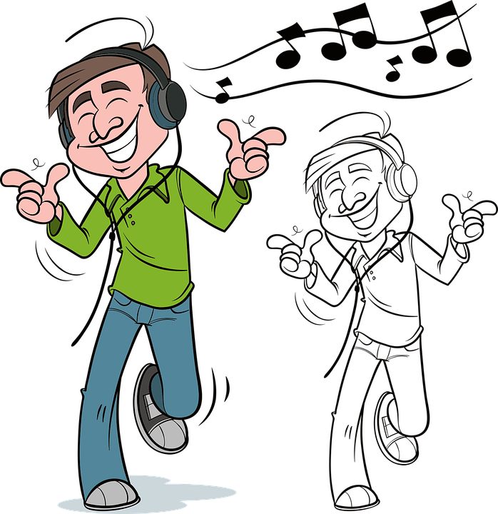 Man, Music, Dancing, Dance, People, Male, Person - Man Listening To Music Clipart (698x720), Png Download