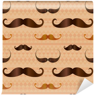 Hipster Mustache On Geometric Seamless Pattern Wall - Placa Decorativa - Bigode - 0427plmk (400x400), Png Download