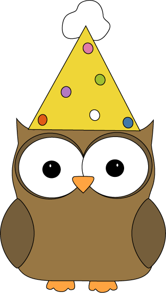 Owl Wearing Party Hat Clip Art - Owl With A Birthday Hat (325x573), Png Download
