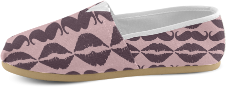 Maroon Hipster Mustache And Lips Women's Casual Shoes - Lips Clip Art (500x500), Png Download
