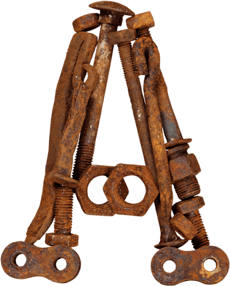 Rusty Metal Bolts Font - Rust (595x595), Png Download