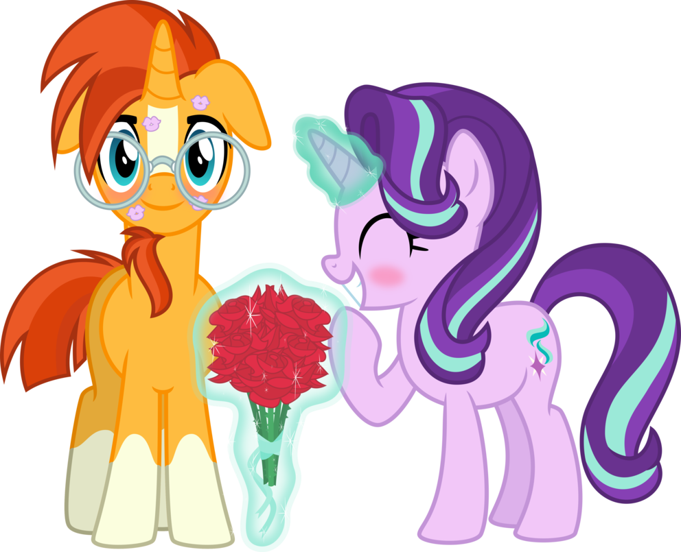 Princess Group - Mlp Sunburst X Starlight Glimmer Kiss (992x805), Png Download