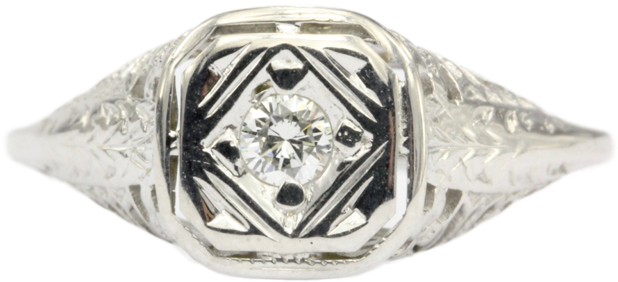 14k White Gold Filigree Ring D1891 (1050x700), Png Download