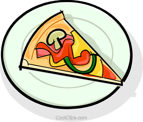 Slice Of Pizza On A Plate Royalty Free Vector Clip - Pizza On Plate Clipart (480x412), Png Download