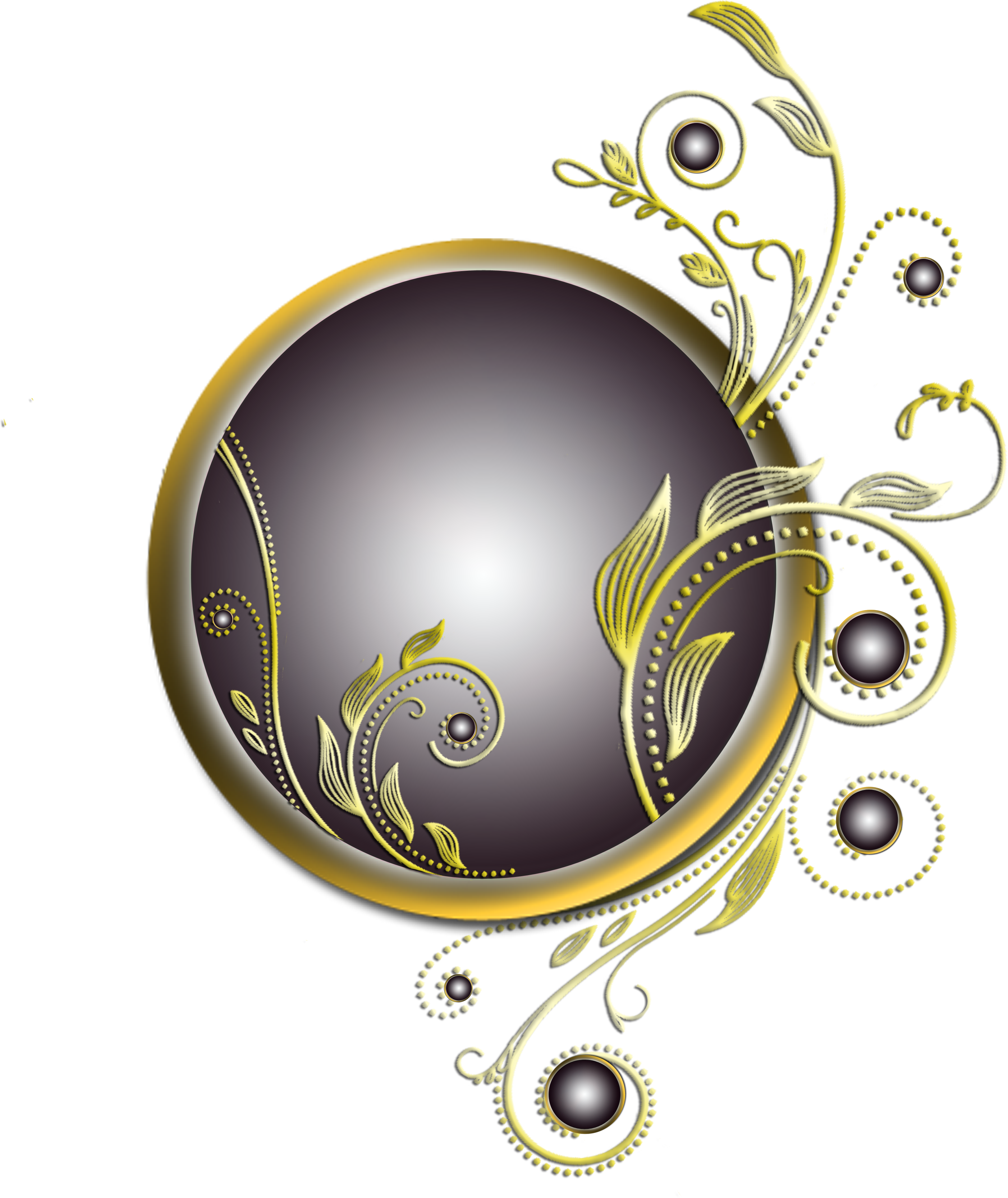 Black Pearl Gold Filigree - Schwarze Perle Mit Filigran Geschmückt Runde Wanduhr (2804x3332), Png Download