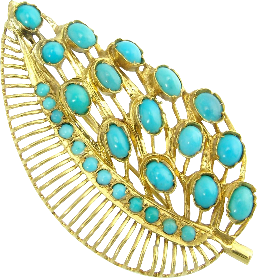 Large Vintage Persian Turquoise 18k Yellow Gold Filigree - Gold Brooch With Large Turquoise (1165x1165), Png Download
