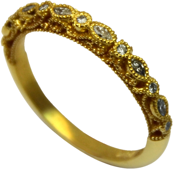 Milgrain Filigree Band 18ky - Bangle (640x640), Png Download