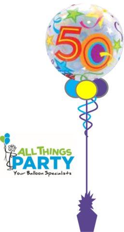 50th Birthday Bubble Balloon Multi Coloured - 50 Birthday Balloon Transparent (257x480), Png Download