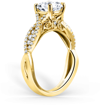 Pirouetta 18k Yellow Gold Engagement Ring - 1.75 Ct Round Diamond Split Shank Engagement Ring 14k (600x450), Png Download