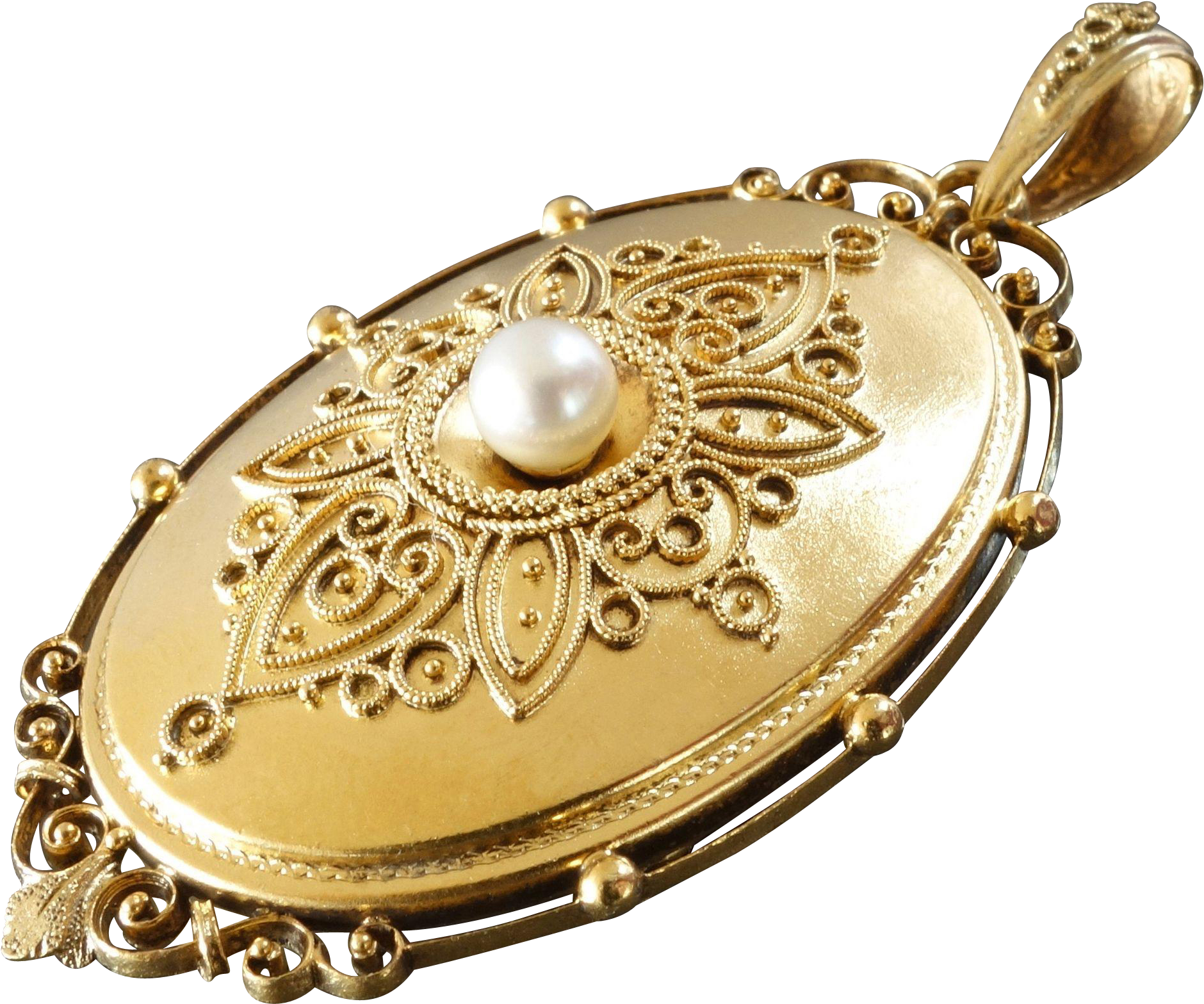Large Antique Victorian Filigree Design Pearl Gold - Gold Locket Design (1879x1879), Png Download