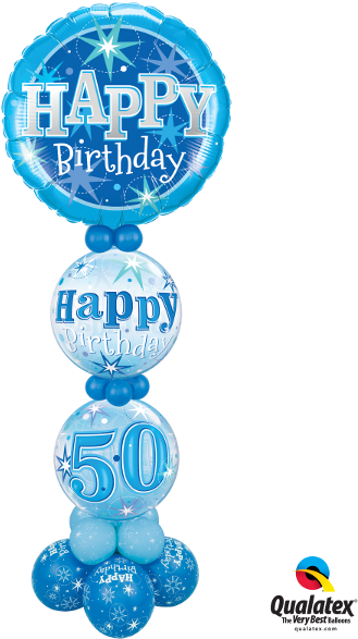 Blue Happy Birthday Balloons (450x600), Png Download
