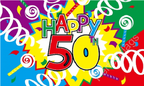Happy 50th Birthday Flag - 50 Years Celebration Of Birthday (500x500), Png Download