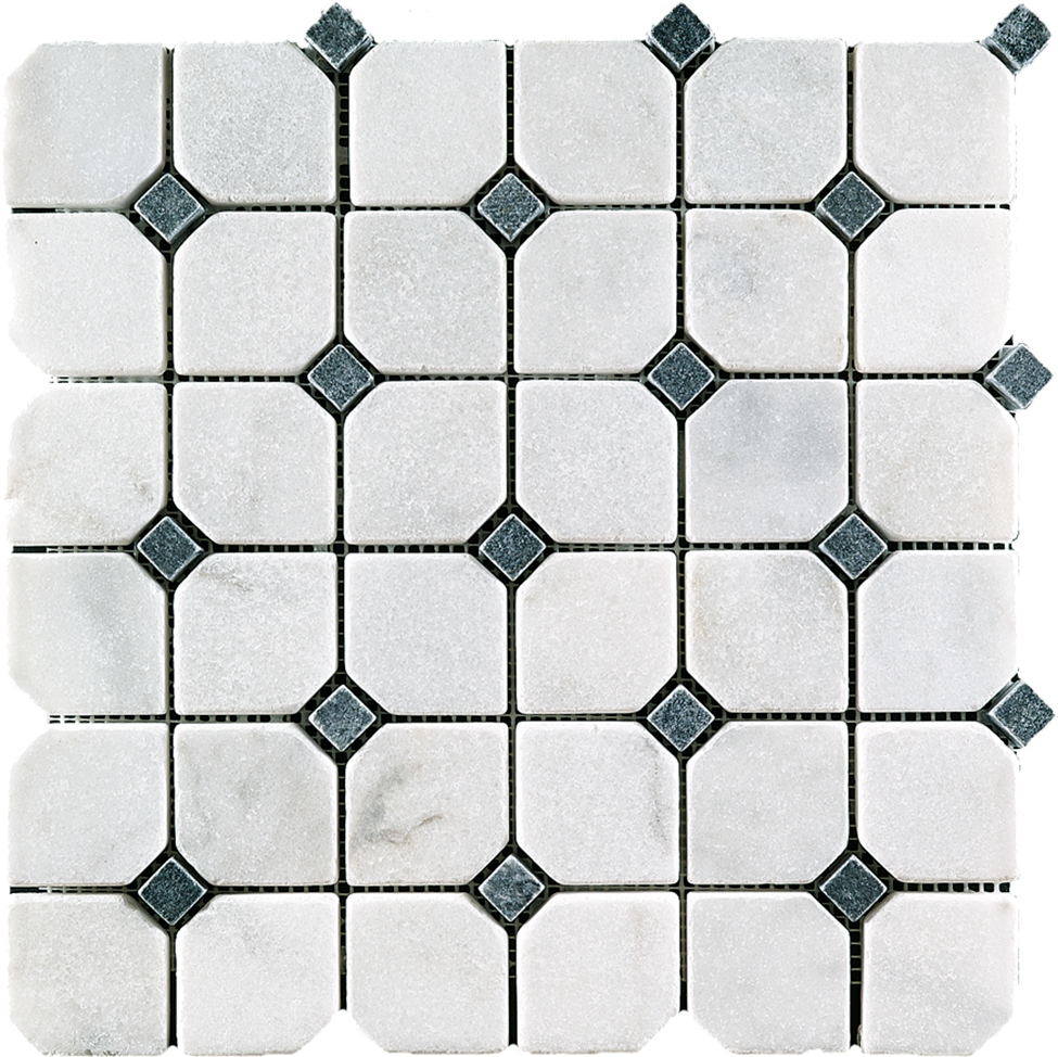 Bianco Perla Black Marble Hexagon Mosaic - Atlanta (1024x1024), Png Download