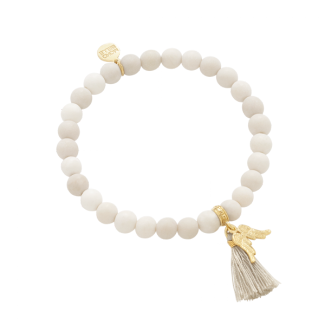 Cream Marbles Bracelet With Angel Wings And Tassel - Jin Samurai Champloo Bracelet (650x650), Png Download