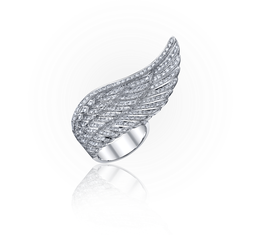 Single Angel Wing Ring Angel Wing Ring - Single Angel Wing Transparent (950x820), Png Download