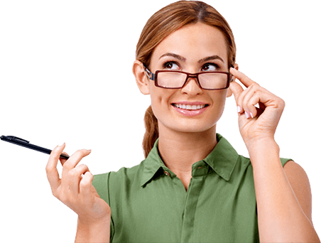 Image Of Happy Woman With Glasses - Girl (452x342), Png Download
