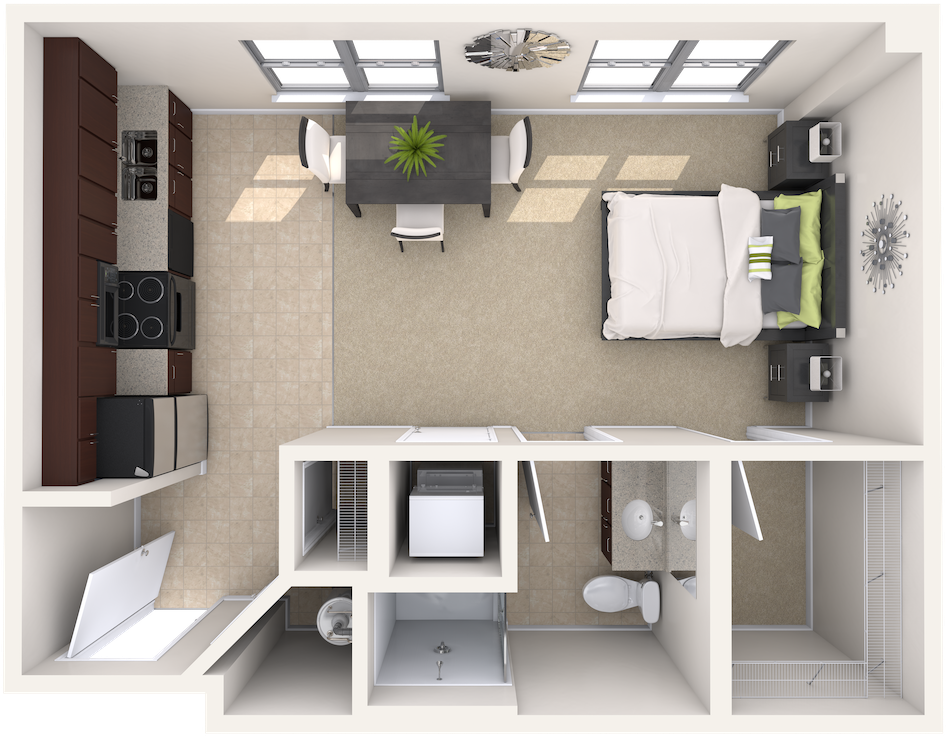 View 3d Plan View 2d Plan - 3d Floor Plan (1000x750), Png Download