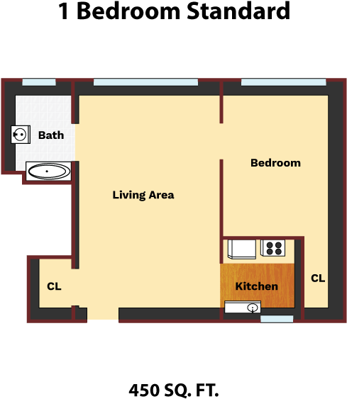 1 Bedroom Standard Layout - Global Recycle Standard (600x600), Png Download