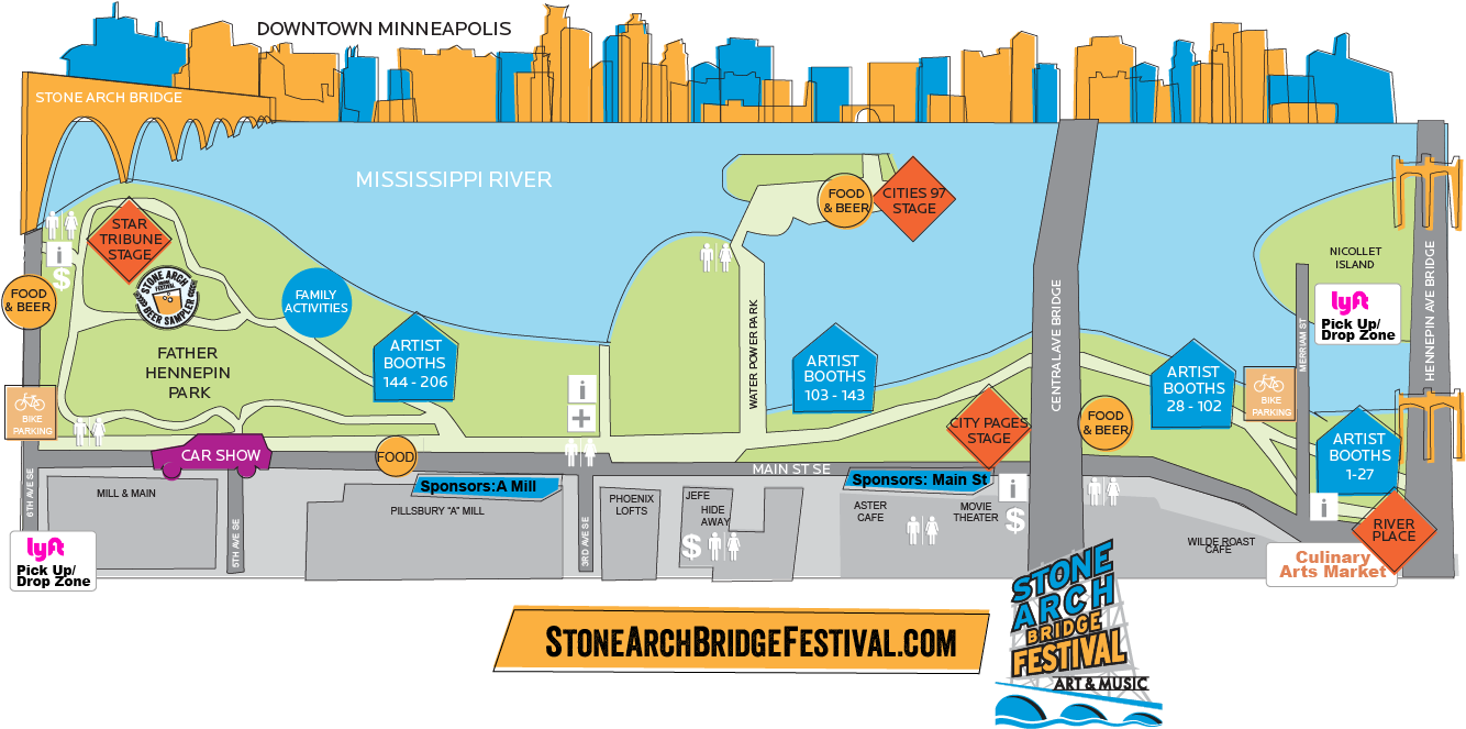 2018 Festival Map - Stone Arch Bridge Festival 2018 (1368x756), Png Download