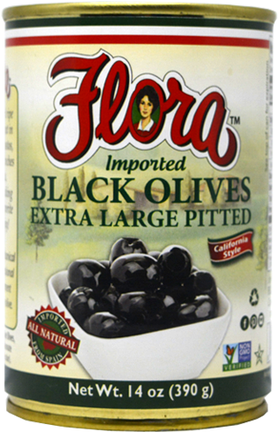 Black Olives Extra Large Pitted - Flora Tomato Basil Sauce, Homestyle - 24 Oz (600x600), Png Download