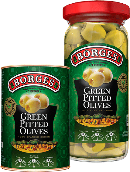 Pitted Green Olives - Borges Green Pitted Olives (487x600), Png Download