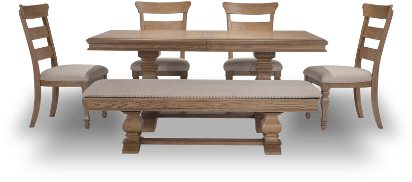 Riverdale 6 Piece Set With Wood Side Chairs & Storage - Valgomojo Komplektas Andria (850x534), Png Download