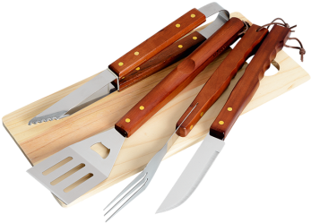 4 Piece Braai And Cutting Board Set - Regional Variations Of Barbecue (384x384), Png Download