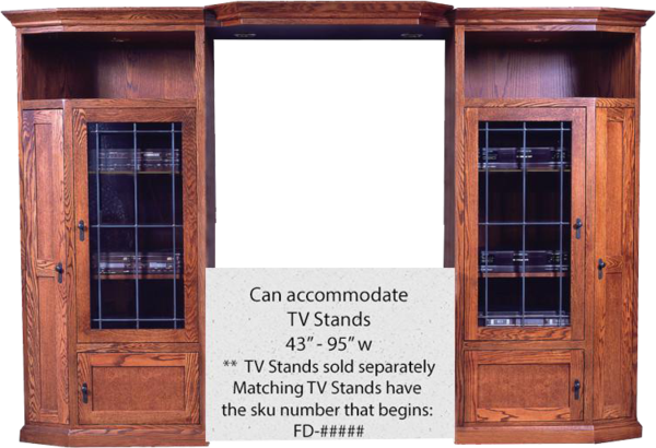 Mission Oak 3 Piece Entertainment Wall Unit - Mighty Tronics Forest Designs Mission Three Piece Wall (600x410), Png Download