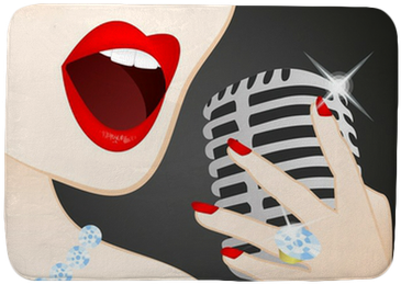 Close Up Of Beautiful Woman Singing In Microphone Bath - Singing (400x400), Png Download