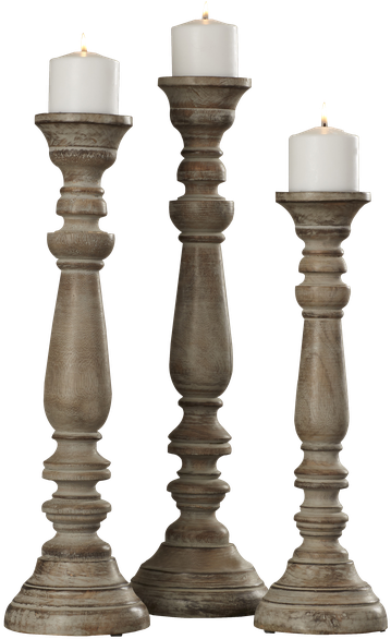 3-tlg. Kerzenhalter-set La Sarre Aus Holz One Allium (394x600), Png Download