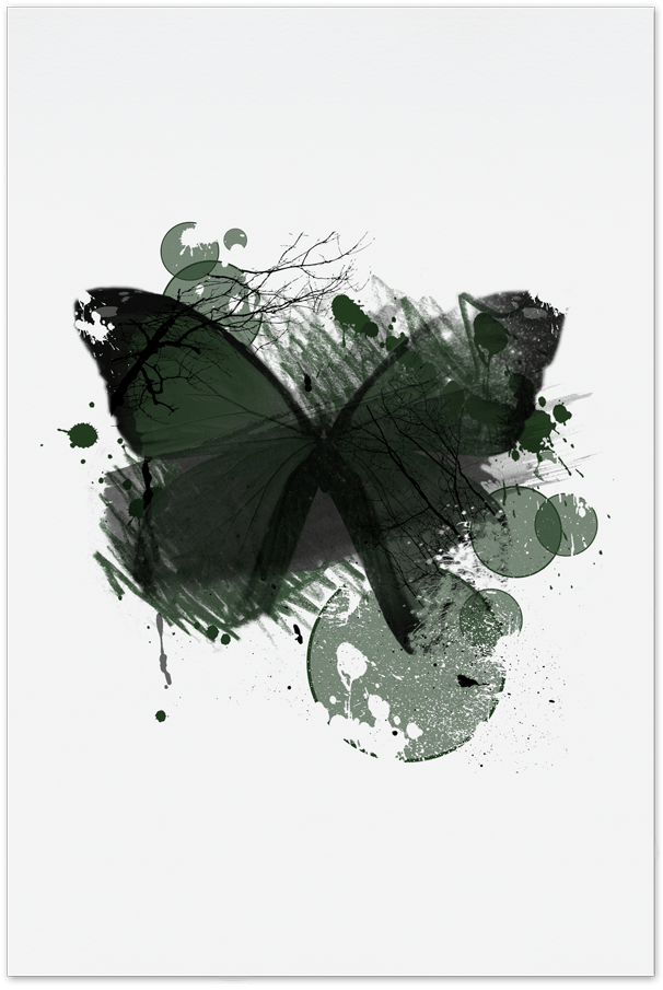 Green Butterfly Art Card - Poster (680x996), Png Download