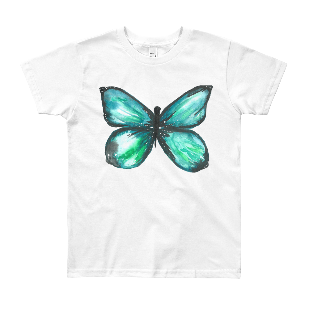 Green Butterfly Youth Short Sleeve T-shirt - Butterfly (1000x1000), Png Download