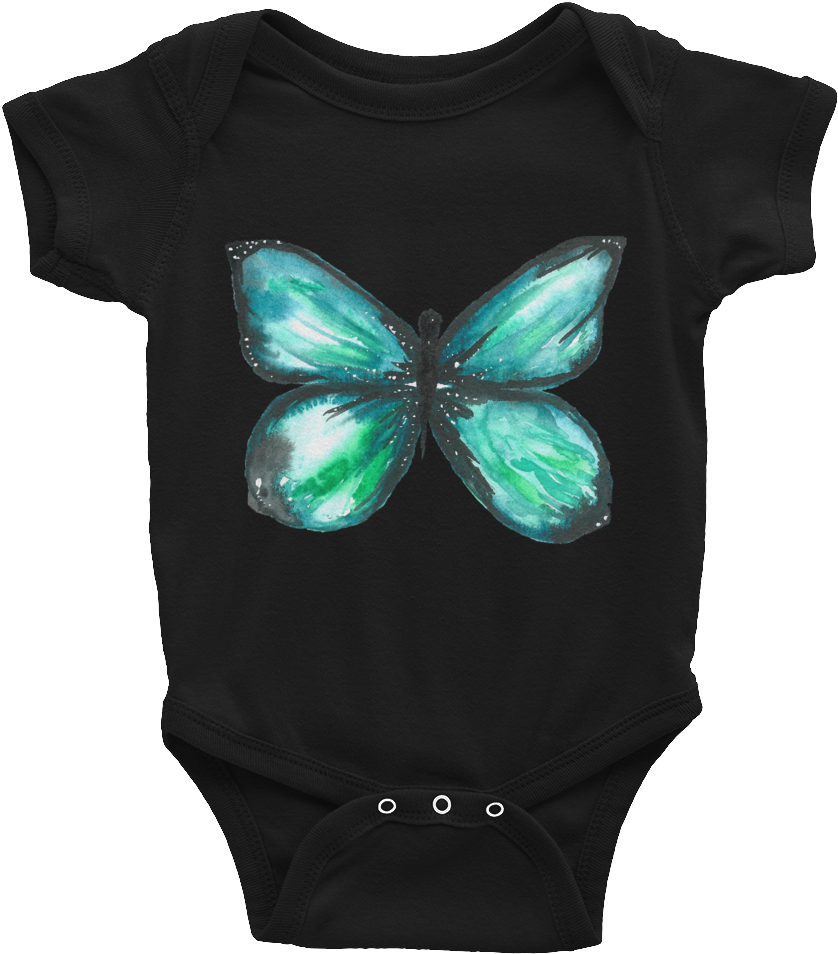 Green Butterfly Infant Bodysuit - Future Astronaut Onesie/t-shirt -black/white Many Sizes (1000x1000), Png Download