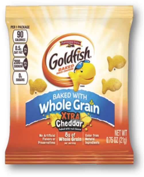 Whole Grain Xtra Cheddar Goldfish 300ct - Pepperidge Farm Goldfish Baked With Whole Grain Hot'n (550x650), Png Download
