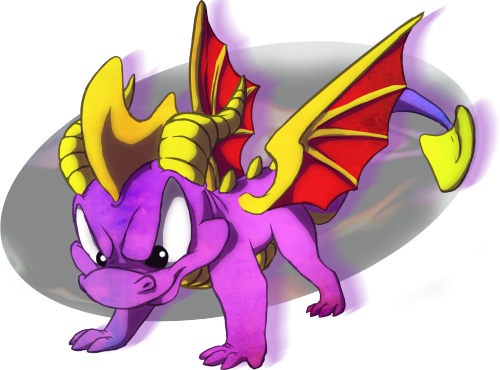 Cute Dragon Purple Little Spyro - Cartoon (500x370), Png Download