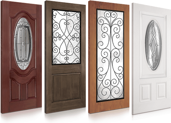 Exterior Wood Doors Toronto - Doorbuild - Camelia Glass Collection - Fiberglass Mahogany (600x425), Png Download