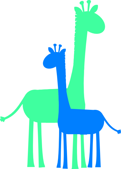 Blue Baby Giraffe Clip Art (426x594), Png Download