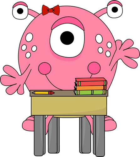 Girl Monster Clipart Cliparthut Free Clipart T9jpoz - Cute Monsters At School (446x500), Png Download