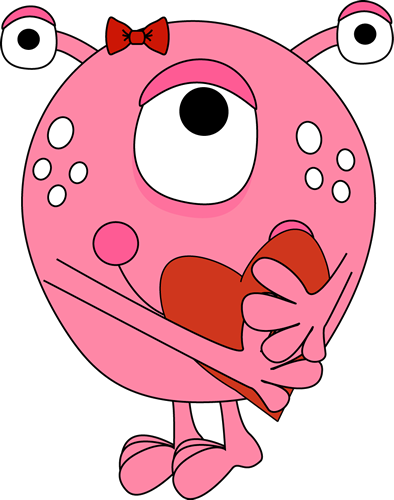 picture Valentine Monster Clipart Transparent Background download girl monster holding a heart