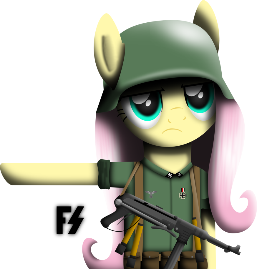 Facelesssoles, Clothes, Fluttershy, Gun, Helmet, Mp - Cartoon (873x914), Png Download