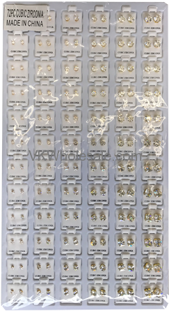 Cubic Zirconia Stud Earrings Gold Round & Square Mix - Earring (500x500), Png Download