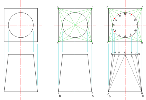 Construction For A Square To Round Transition Piece - Square To Round (500x343), Png Download