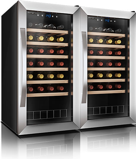 Double Door Wine Fridge 56 Bottles - Wine Cooler Double Door (599x600), Png Download