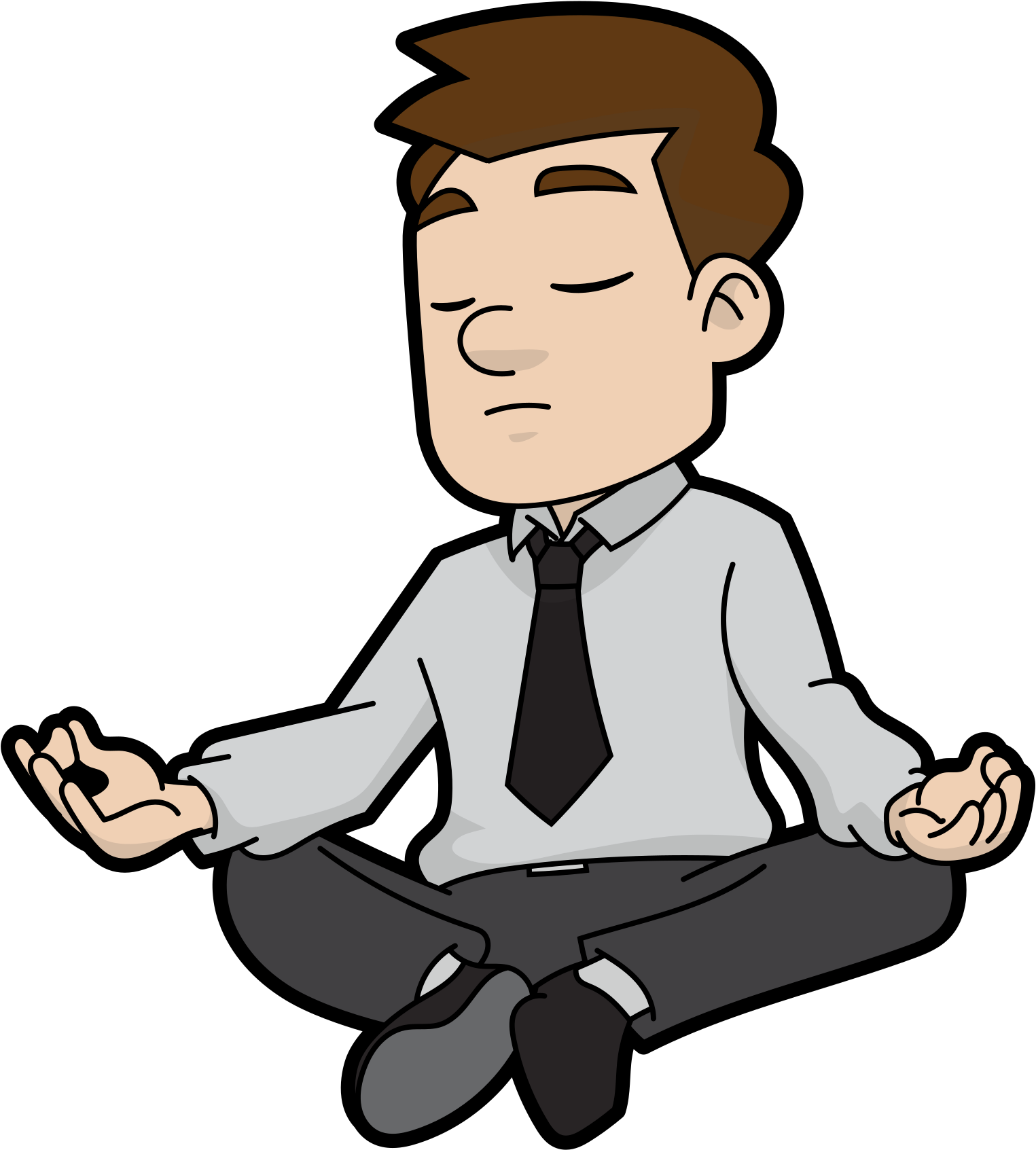 Open - Cartoon Man Meditating (2000x2010), Png Download