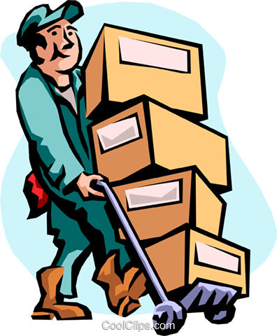 Man Moving Boxes Royalty Free Vector Clip Art Illustration - Moving Pictures Clip Art (396x480), Png Download