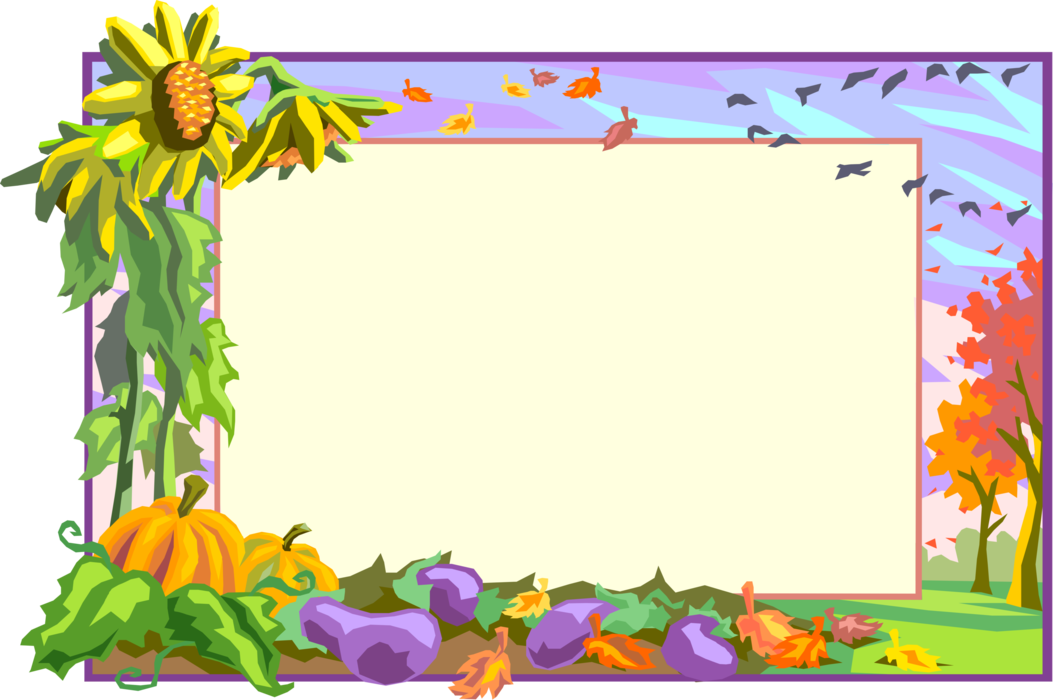 Vector Illustration Of Fall Or Autumn Harvest Frame - Vector Graphics (1053x700), Png Download